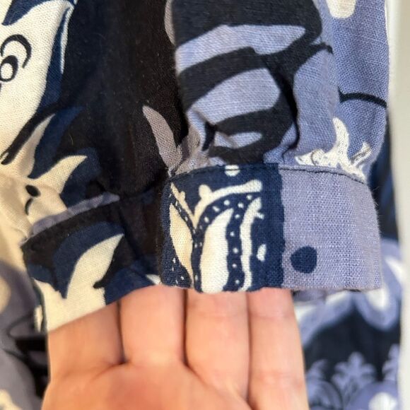 Christian Siriano Women’s Blue Floral Short Sleeve Linen/Rayon Shirt Size Small - Picture 5 of 10